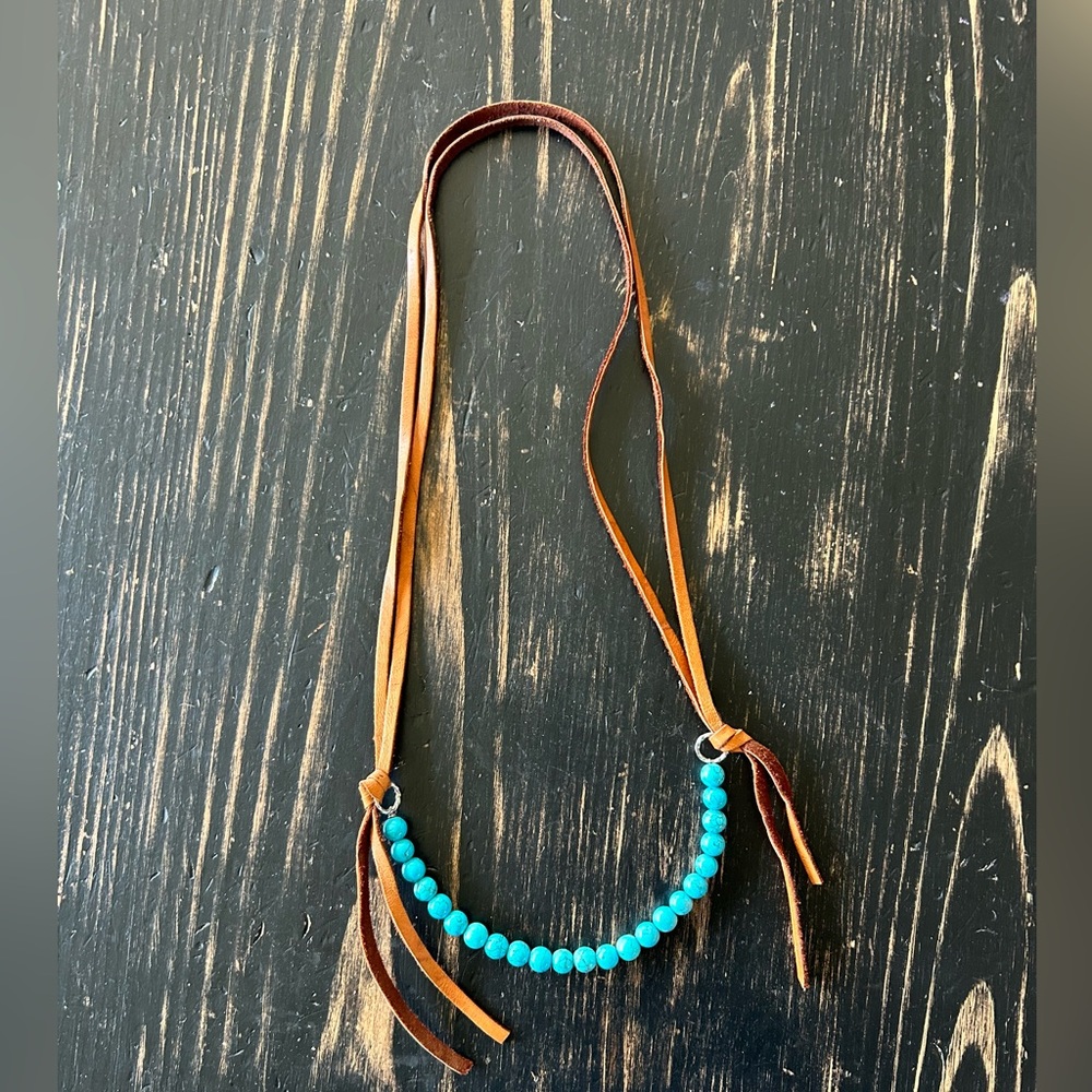 Leather and turquoise necklace